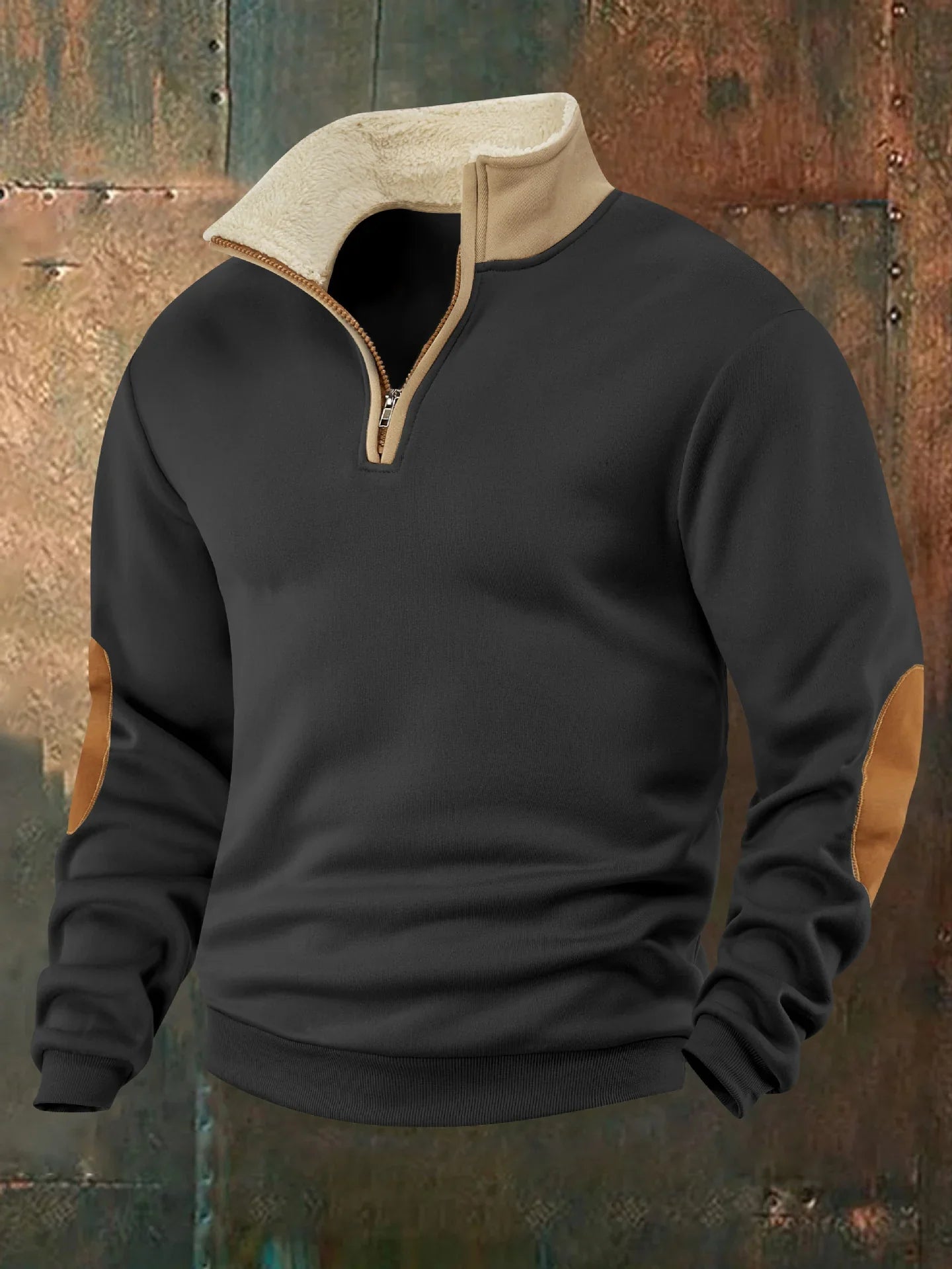 Retro patchwork embroidered men's knitted sweater